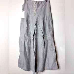 NWT Wilfred Aritzia gray crop wide leg linen pants Size 0